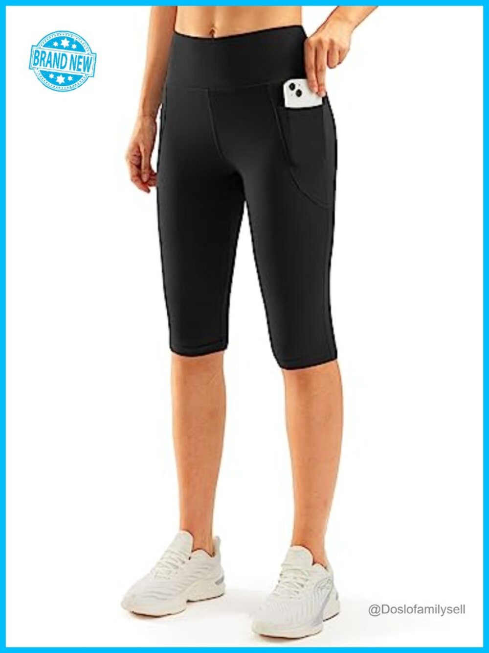 Women's Knee Length Capri Leggings with Pockets High Waisted Workout Yoga Pants